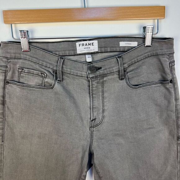 FRAME denim le garcon jeans slim boyfriend high rise gray raw hem women’s sz 30 - Picture 4 of 12